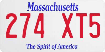 MA license plate 274XT5