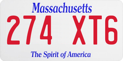 MA license plate 274XT6