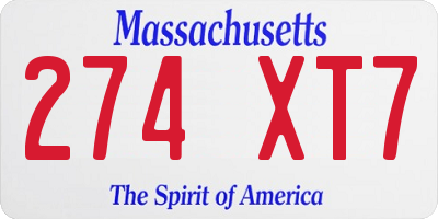 MA license plate 274XT7