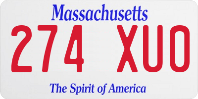 MA license plate 274XU0