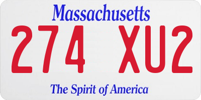 MA license plate 274XU2
