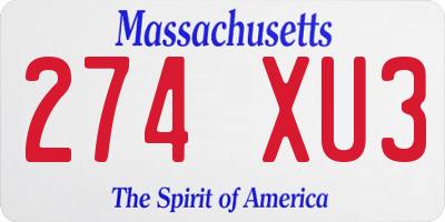 MA license plate 274XU3