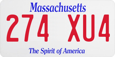 MA license plate 274XU4