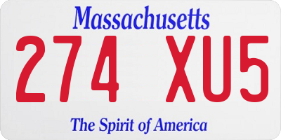 MA license plate 274XU5
