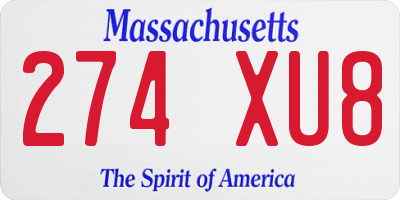 MA license plate 274XU8