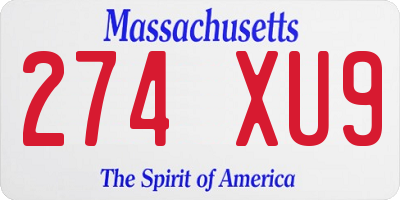 MA license plate 274XU9
