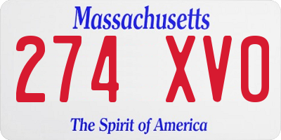 MA license plate 274XV0