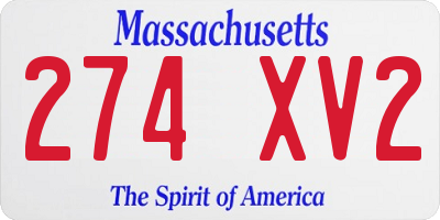 MA license plate 274XV2