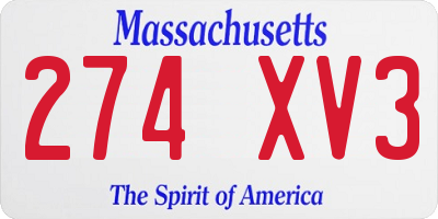 MA license plate 274XV3