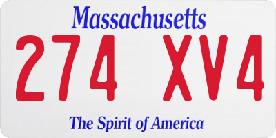MA license plate 274XV4