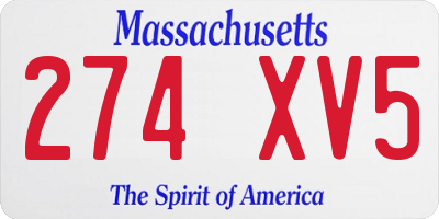 MA license plate 274XV5