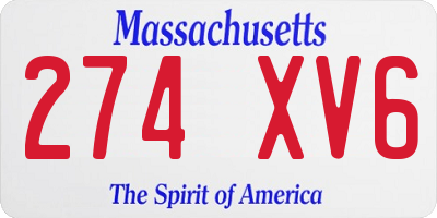 MA license plate 274XV6