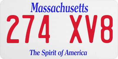 MA license plate 274XV8