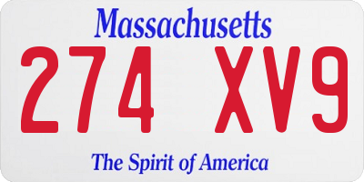 MA license plate 274XV9