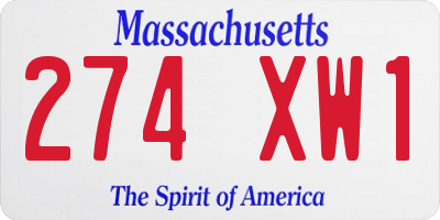 MA license plate 274XW1