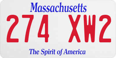MA license plate 274XW2