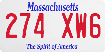 MA license plate 274XW6