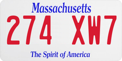 MA license plate 274XW7