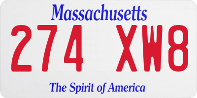 MA license plate 274XW8