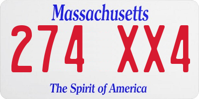MA license plate 274XX4