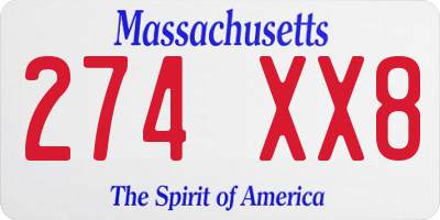 MA license plate 274XX8