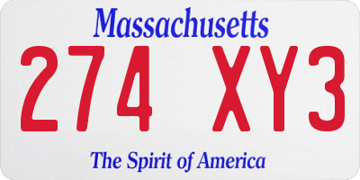 MA license plate 274XY3