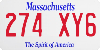 MA license plate 274XY6