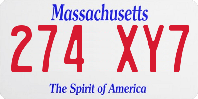 MA license plate 274XY7