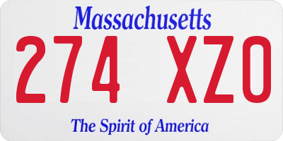 MA license plate 274XZ0