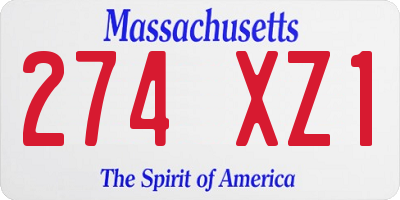 MA license plate 274XZ1