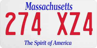 MA license plate 274XZ4