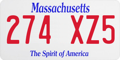 MA license plate 274XZ5