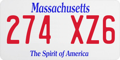 MA license plate 274XZ6