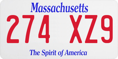 MA license plate 274XZ9