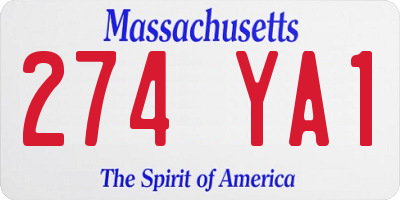 MA license plate 274YA1