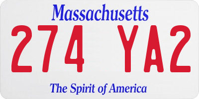 MA license plate 274YA2