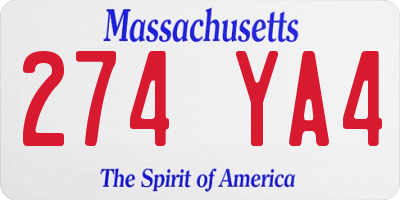 MA license plate 274YA4