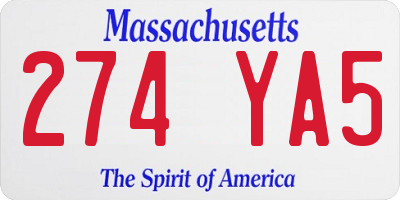 MA license plate 274YA5