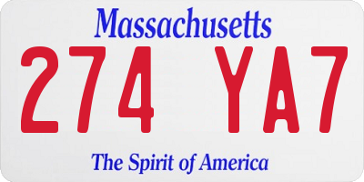 MA license plate 274YA7