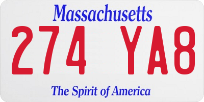 MA license plate 274YA8