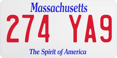 MA license plate 274YA9
