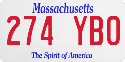 MA license plate 274YB0
