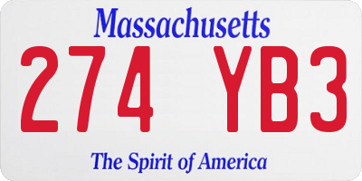 MA license plate 274YB3