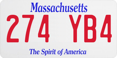 MA license plate 274YB4