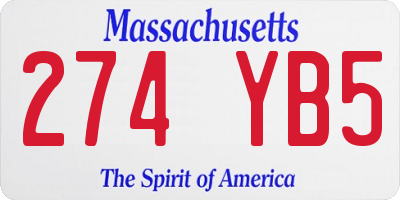 MA license plate 274YB5