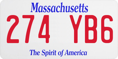 MA license plate 274YB6