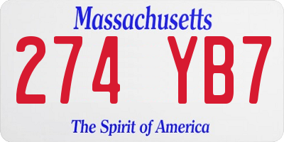 MA license plate 274YB7