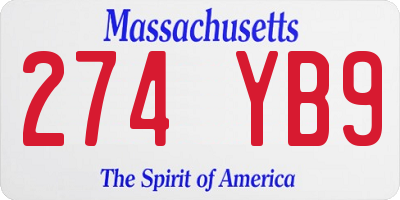 MA license plate 274YB9