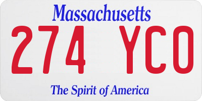 MA license plate 274YC0