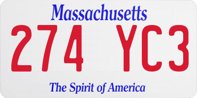 MA license plate 274YC3